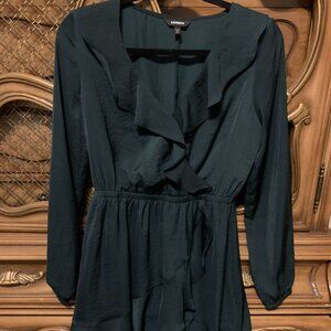 Express Deep Green Wrap Dress Size S